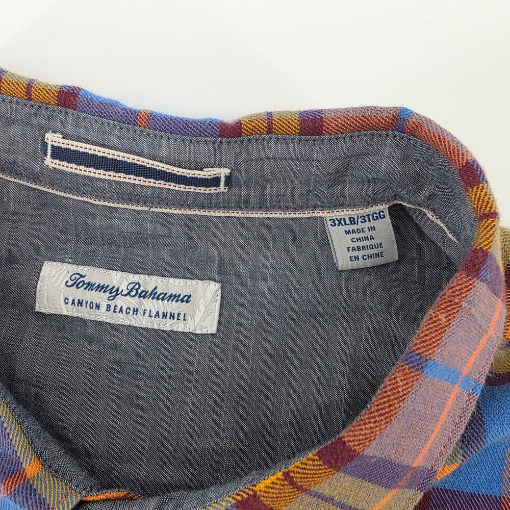 Tommy Bahama Canyon Beach Flannel Shirt Mens 3XLB Plaid Long Sleeve Button Up - Picture 4 of 7